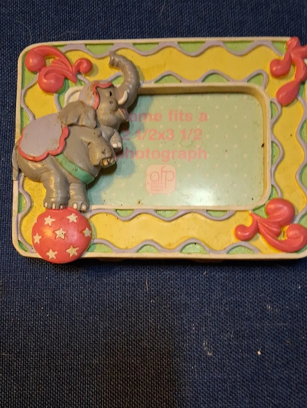 Circus Elephant Photo Frame - Yellow & Pink